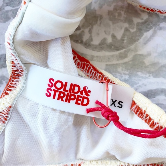 SOLID & STRIPED Bikini Top Orange Cream Stripes XS NEW NWT - Picture 6 of 8